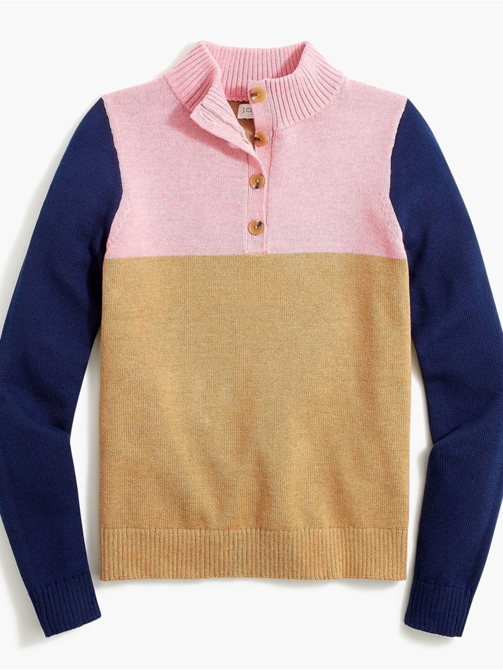 J.Crew Factory Colorblock Jacquard Sweater Mock Neck Size M